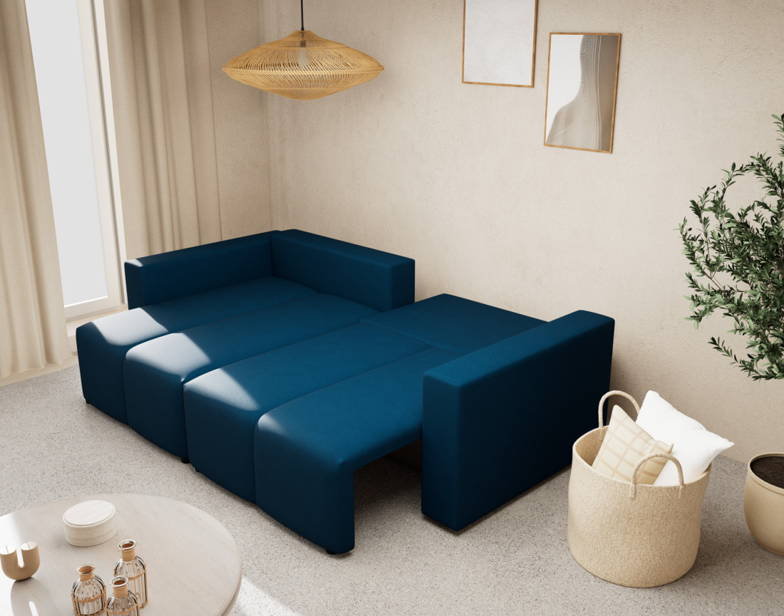 Canapé d'angle réversible 4 places convertible avec coffre en tissu texturé Daryl