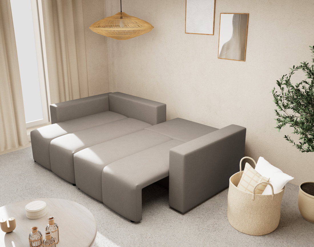 Canapé d'angle réversible 4 places convertible avec coffre en tissu texturé Daryl Canapé d'angle réversible 4 places convertible avec coffre en tissu texturé Daryl