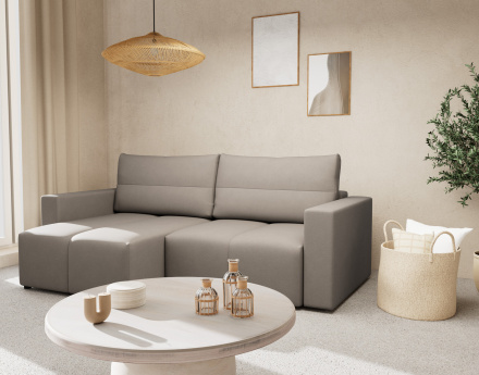 Canapé d'angle réversible 4 places convertible avec coffre en tissu texturé Daryl