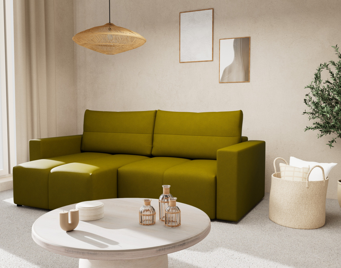 Canapé d'angle réversible 4 places convertible avec coffre en tissu texturé Daryl