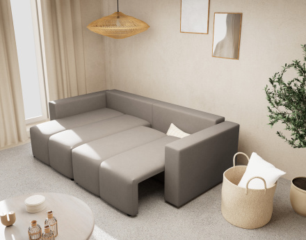 Canapé d'angle réversible 4 places convertible avec coffre en tissu texturé Daryl