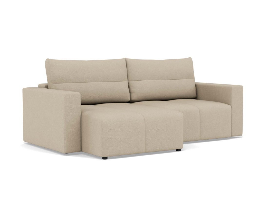 Canapé d'angle réversible 4 places convertible avec coffre en tissu texturé Daryl Canapé d'angle réversible 4 places convertible avec coffre en tissu texturé Daryl