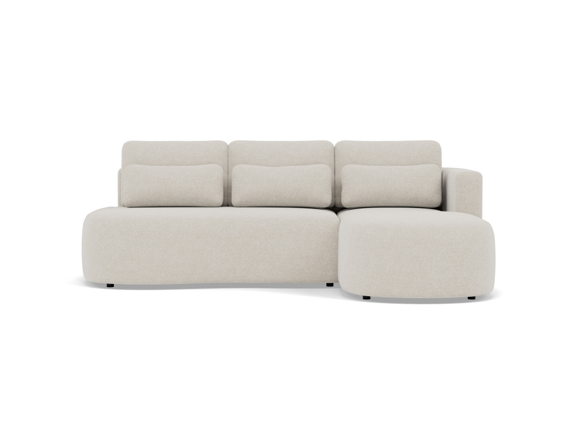 Canapé d'angle droit 4 places convertible avec coffre en tissu texturé Mahina