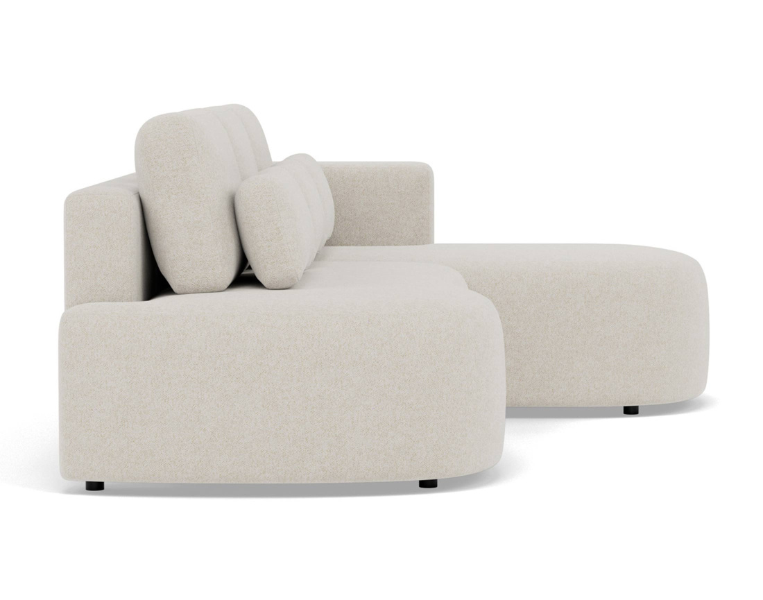 Canapé d'angle droit 4 places convertible avec coffre en tissu texturé Mahina