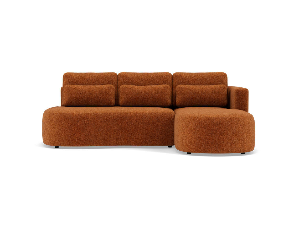 Canapé d'angle droit 4 places convertible avec coffre en tissu texturé Mahina