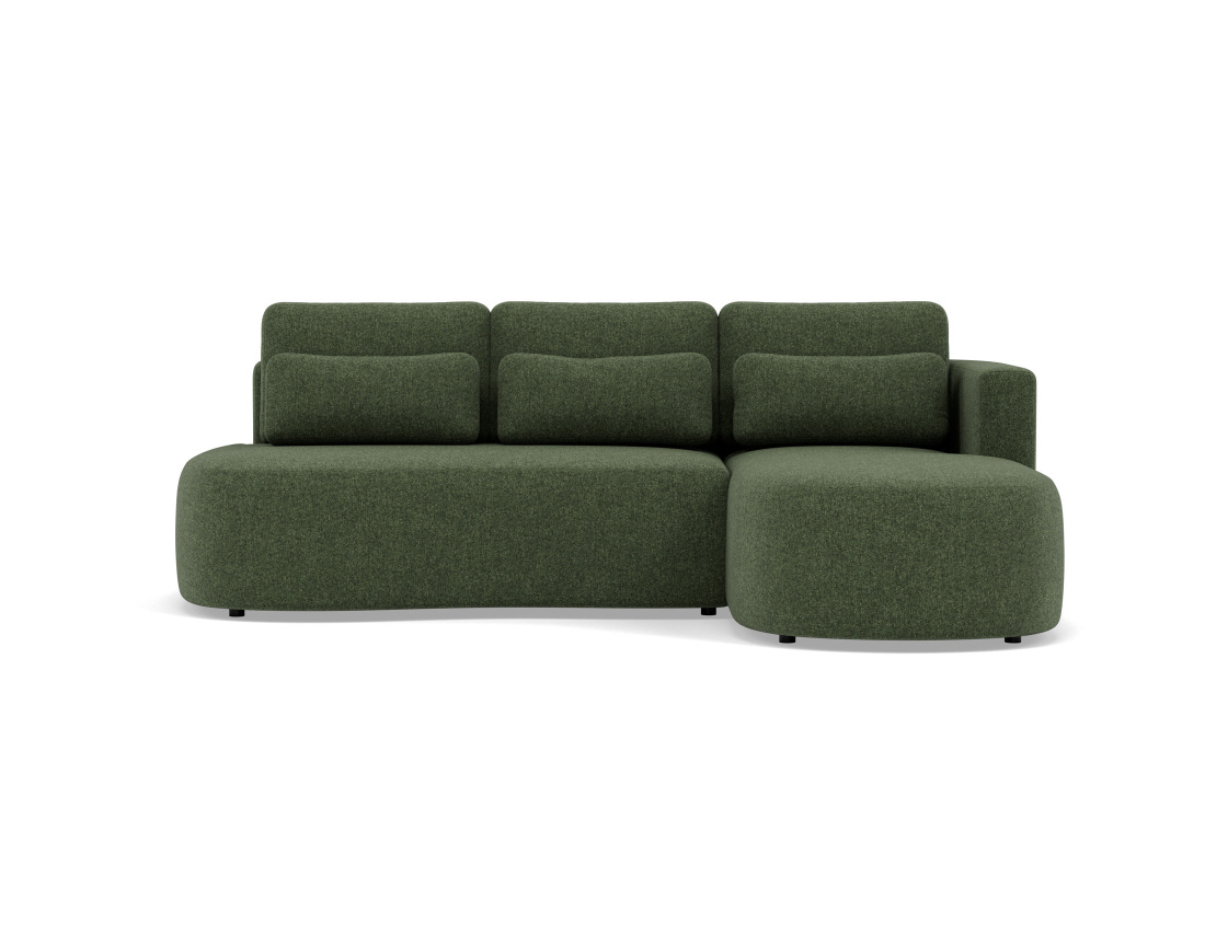 Canapé d'angle droit 4 places convertible avec coffre en tissu texturé Mahina Canapé d'angle droit 4 places convertible avec coffre en tissu texturé Mahina