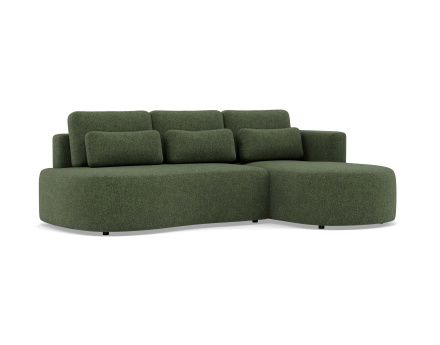 Canapé d'angle droit 4 places convertible avec coffre en tissu texturé Mahina
