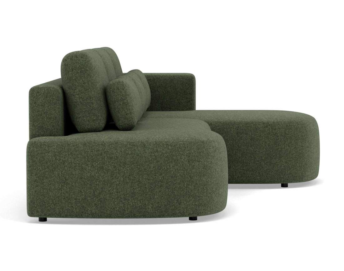 Canapé d'angle droit 4 places convertible avec coffre en tissu texturé Mahina Canapé d'angle droit 4 places convertible avec coffre en tissu texturé Mahina