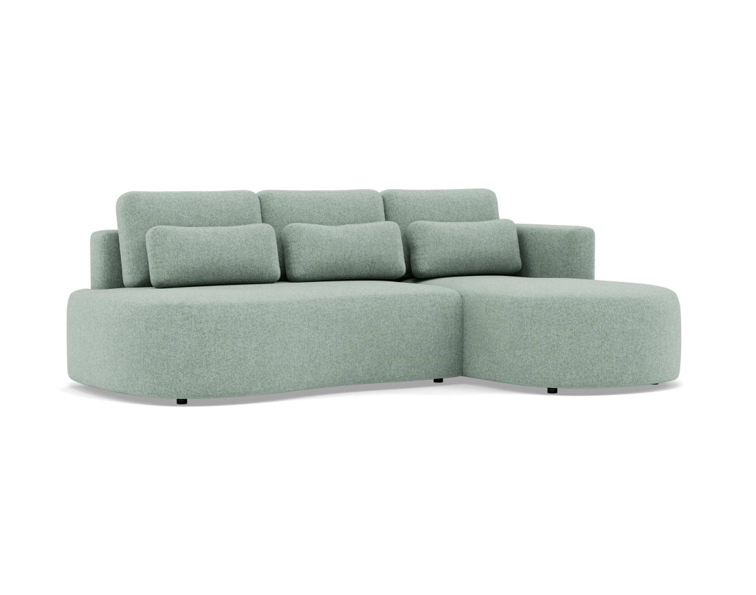 Canapé d'angle droit 4 places convertible avec coffre en tissu texturé Mahina