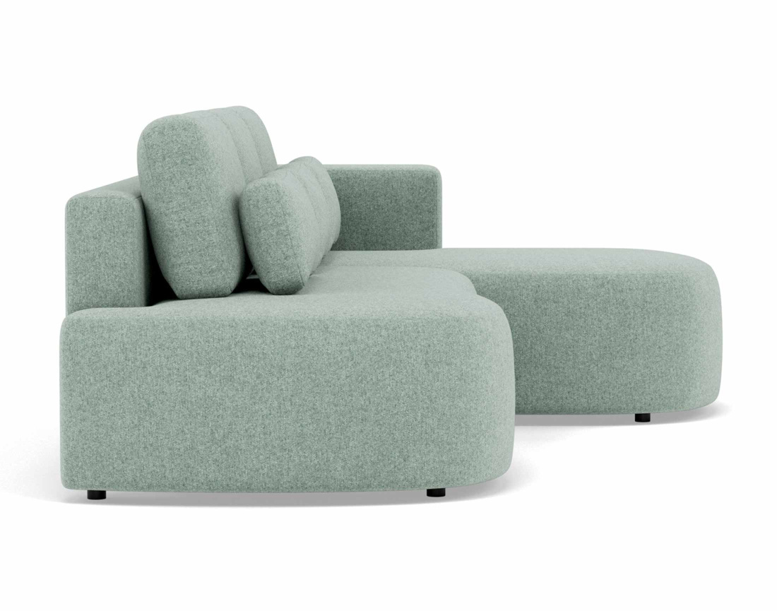 Canapé d'angle droit 4 places convertible avec coffre en tissu texturé Mahina