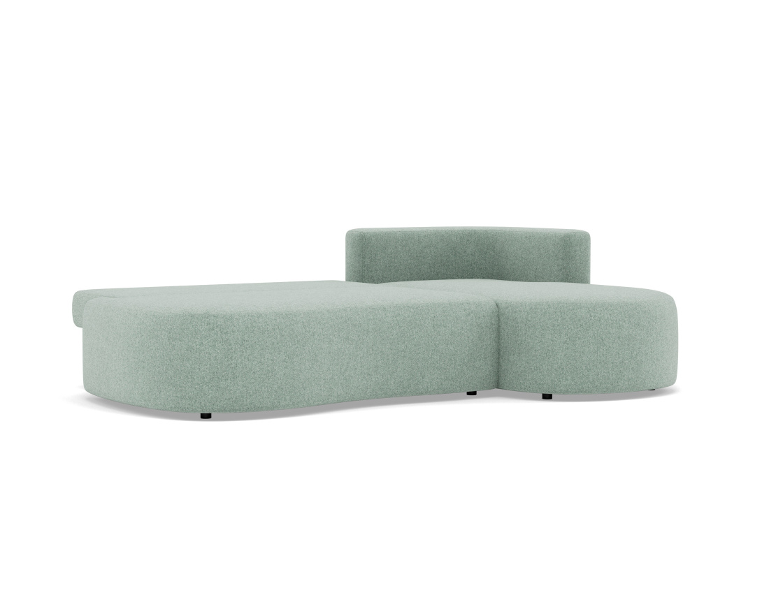 Canapé d'angle droit 4 places convertible avec coffre en tissu texturé Mahina
