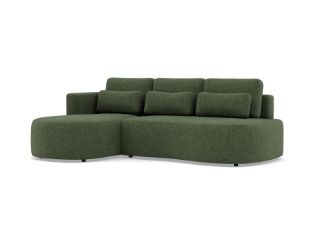 Canapé d'angle gauche 4 places convertible avec coffre en tissu texturé Mahina