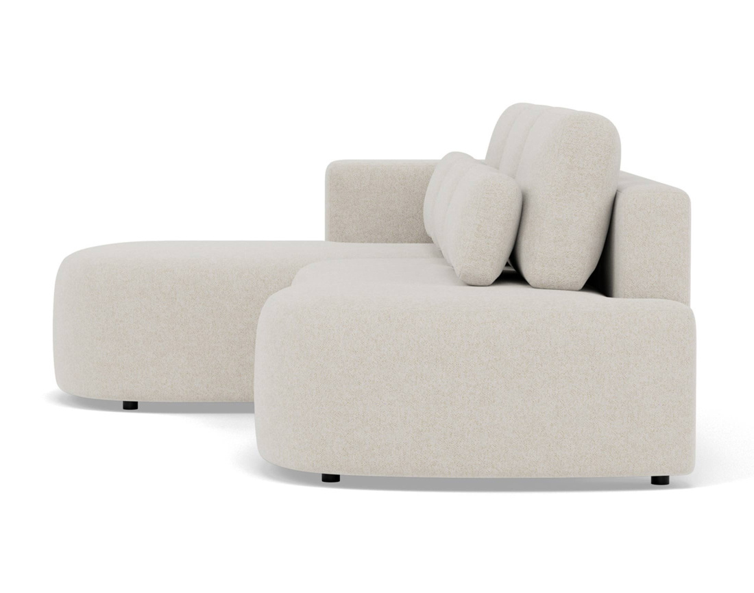 Canapé d'angle gauche 4 places convertible avec coffre en tissu texturé Mahina