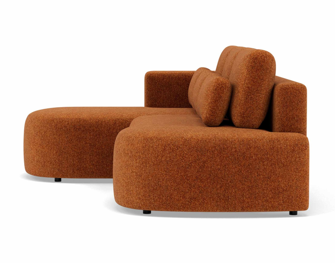 Canapé d'angle gauche 4 places convertible avec coffre en tissu texturé Mahina
