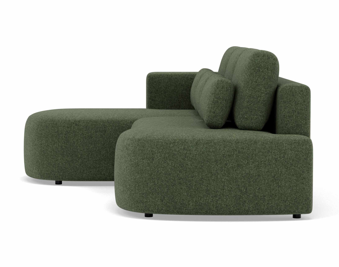 Canapé d'angle gauche 4 places convertible avec coffre en tissu texturé Mahina Canapé d'angle gauche 4 places convertible avec coffre en tissu texturé Mahina