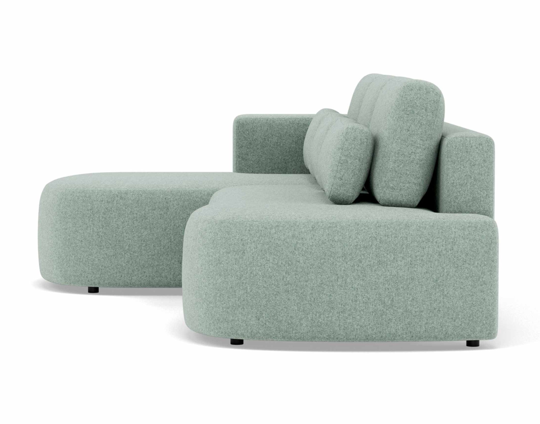 Canapé d'angle gauche 4 places convertible avec coffre en tissu texturé Mahina