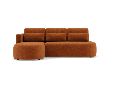 Canapé d'angle gauche 4 places convertible avec coffre en tissu texturé Mahina