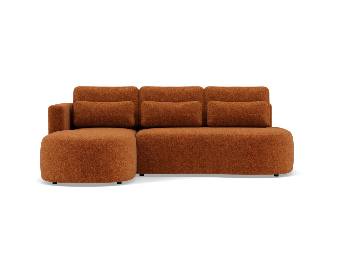 Canapé d'angle gauche 4 places convertible avec coffre en tissu texturé Mahina