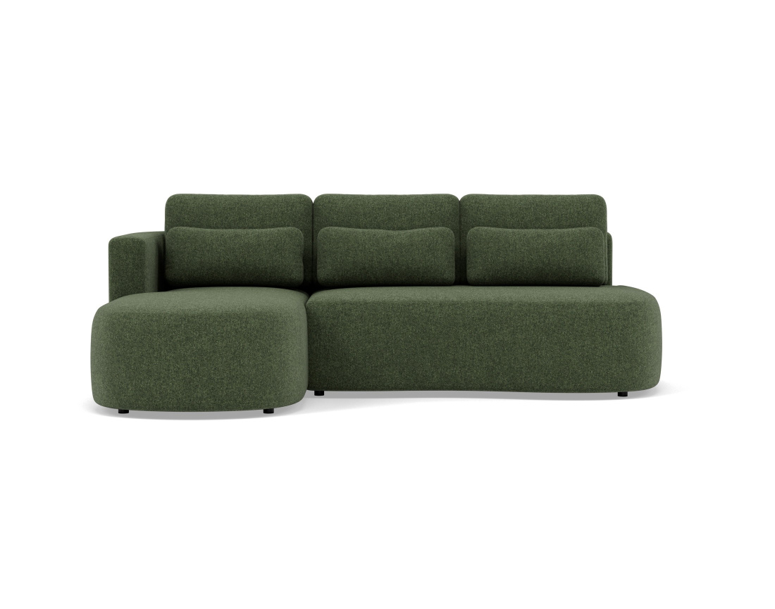 Canapé d'angle gauche 4 places convertible avec coffre en tissu texturé Mahina Canapé d'angle gauche 4 places convertible avec coffre en tissu texturé Mahina