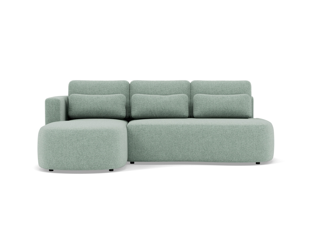 Canapé d'angle gauche 4 places convertible avec coffre en tissu texturé Mahina