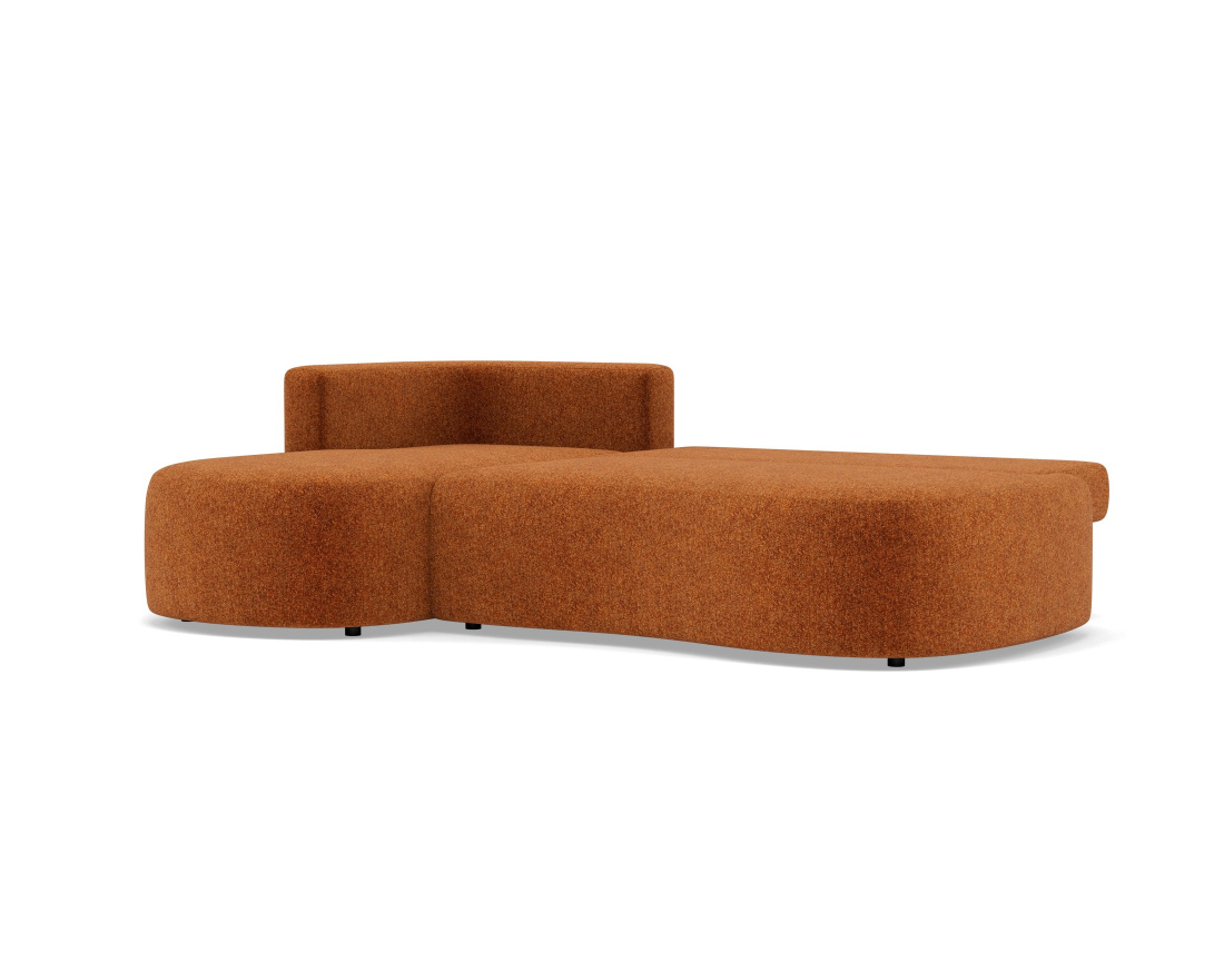 Canapé d'angle gauche 4 places convertible avec coffre en tissu texturé Mahina