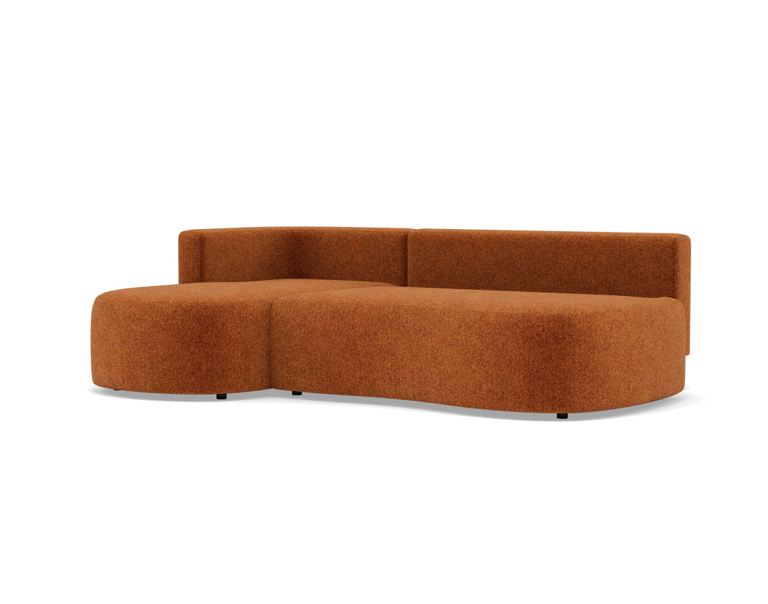 Canapé d'angle gauche 4 places convertible avec coffre en tissu texturé Mahina