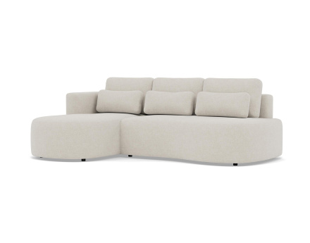 Canapé d'angle gauche 4 places convertible avec coffre en tissu texturé Mahina