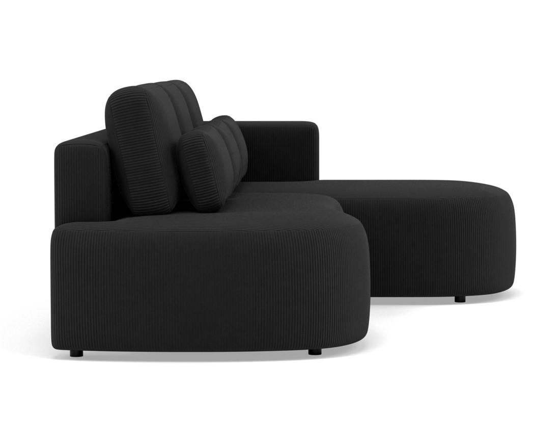 Canapé d'angle droit 4 places convertible avec coffre en velours côtelé Mahina