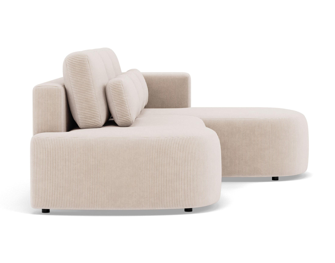 Canapé d'angle droit 4 places convertible avec coffre en velours côtelé Mahina