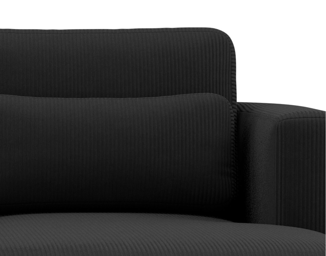 Canapé d'angle droit 4 places convertible avec coffre en velours côtelé Mahina