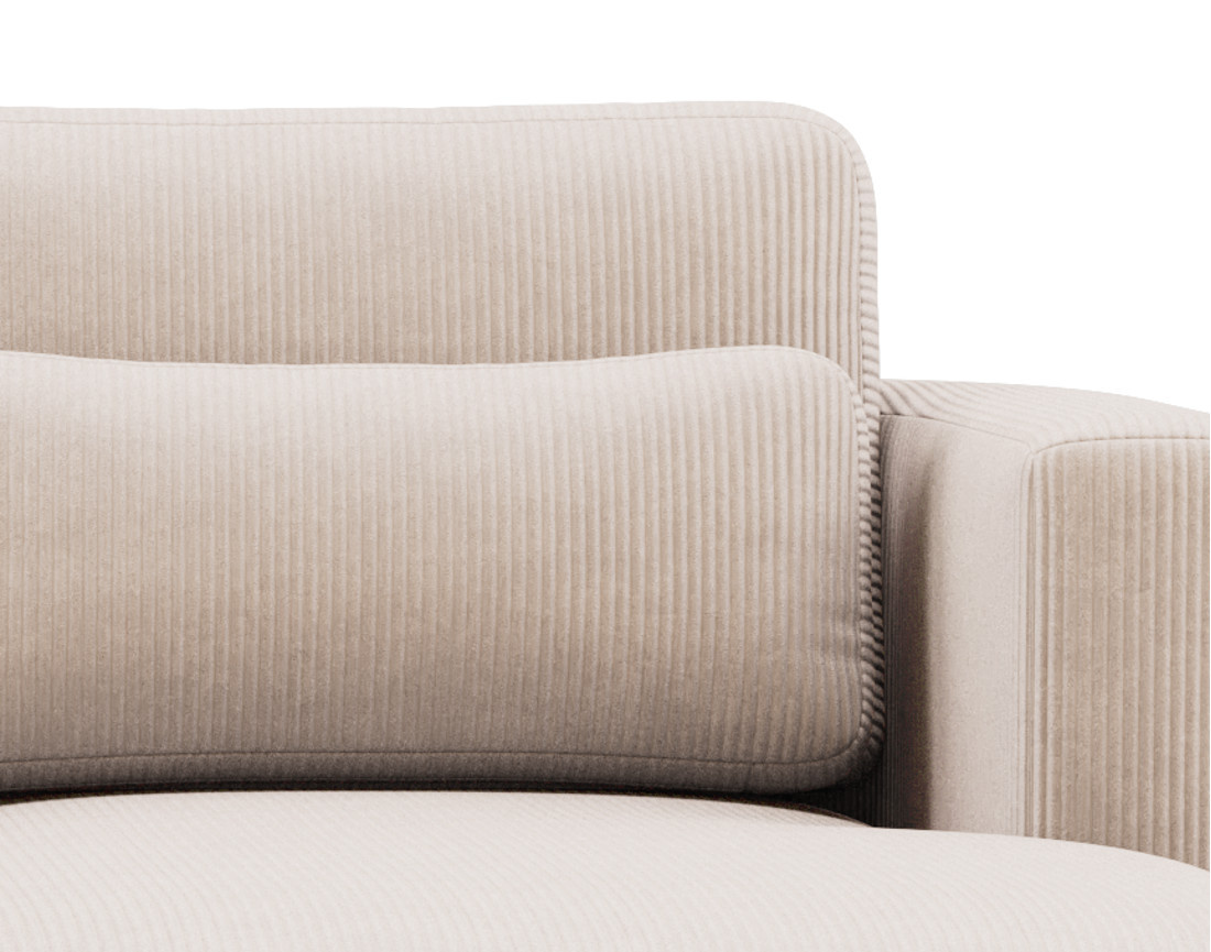 Canapé d'angle droit 4 places convertible avec coffre en velours côtelé Mahina