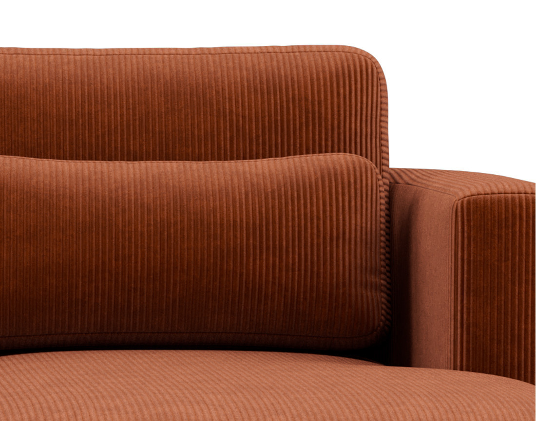 Canapé d'angle droit 4 places convertible avec coffre en velours côtelé Mahina