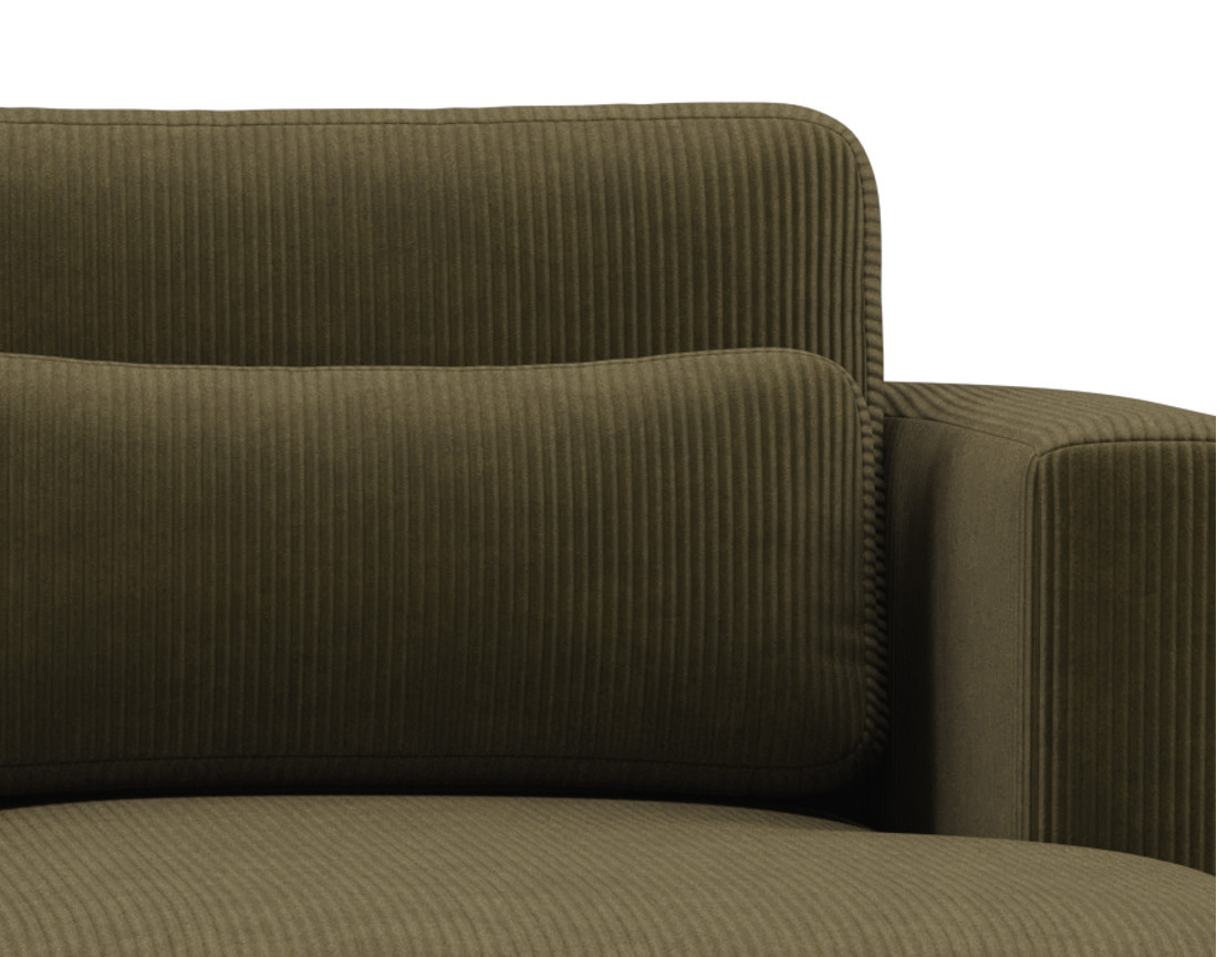 Canapé d'angle droit 4 places convertible avec coffre en velours côtelé Mahina