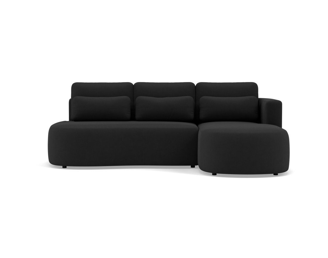 Canapé d'angle droit 4 places convertible avec coffre en velours côtelé Mahina