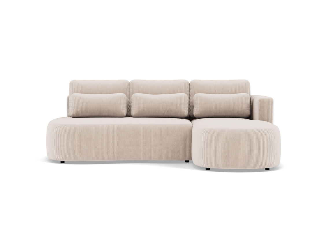 Canapé d'angle droit 4 places convertible avec coffre en velours côtelé Mahina