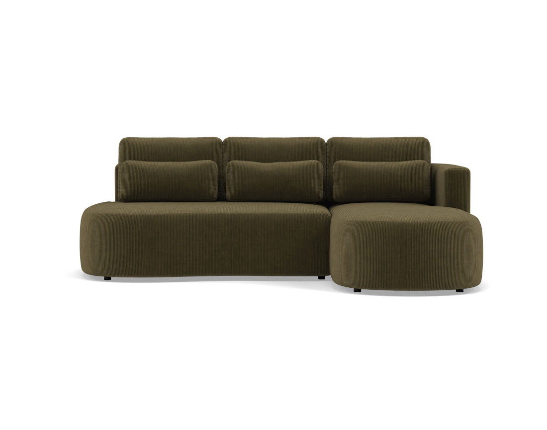 Canapé d'angle droit 4 places convertible avec coffre en velours côtelé Mahina