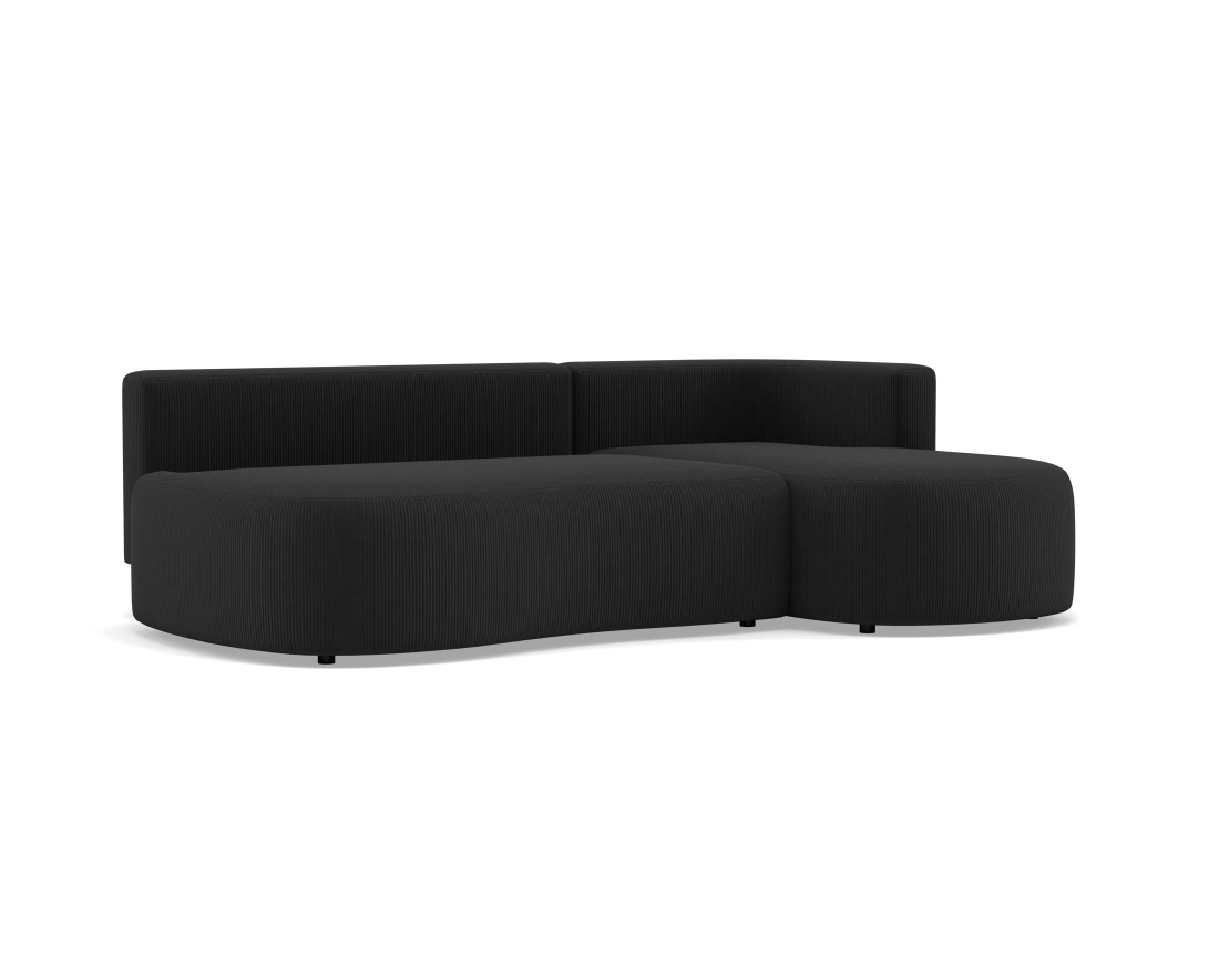 Canapé d'angle droit 4 places convertible avec coffre en velours côtelé Mahina