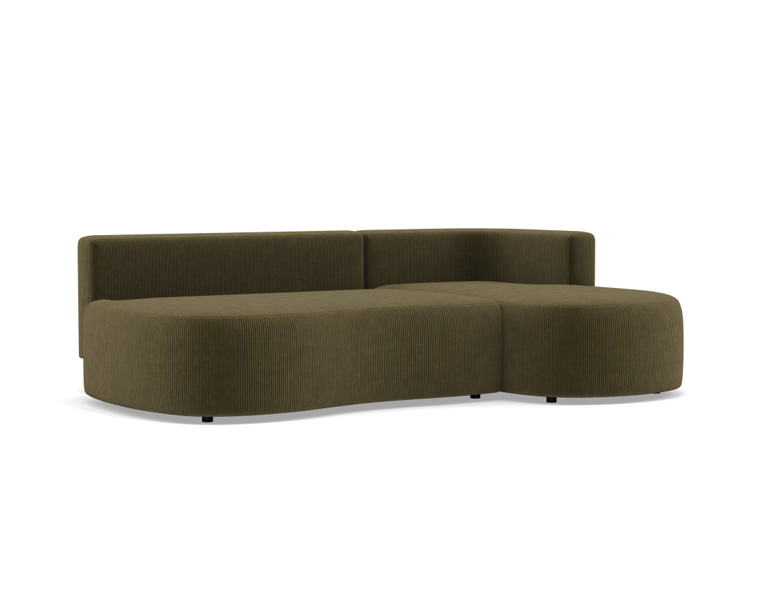 Canapé d'angle droit 4 places convertible avec coffre en velours côtelé Mahina