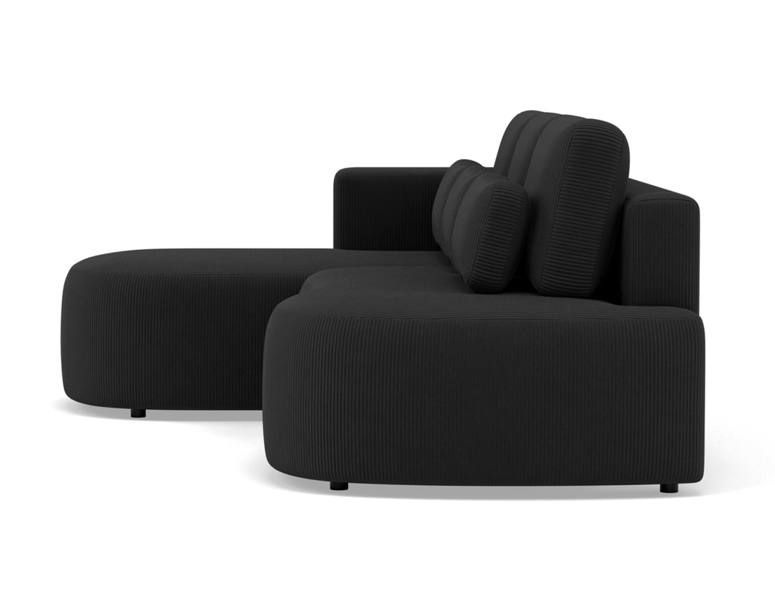 Canapé d'angle gauche 4 places convertible avec coffre en velours côtelé Mahina