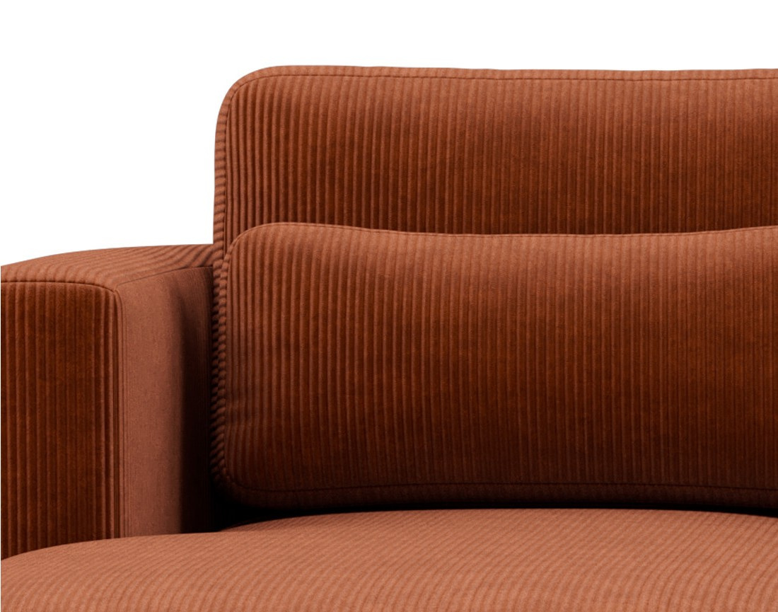 Canapé d'angle gauche 4 places convertible avec coffre en velours côtelé Mahina