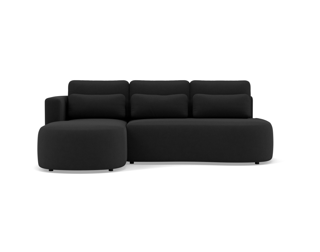 Canapé d'angle gauche 4 places convertible avec coffre en velours côtelé Mahina