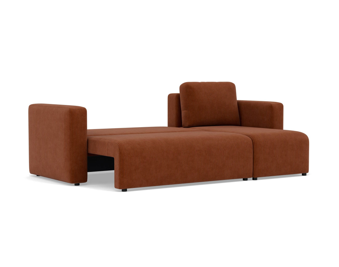 Canapé d'angle réversible 4 places convertible avec coffre en velours côtelé Canopy