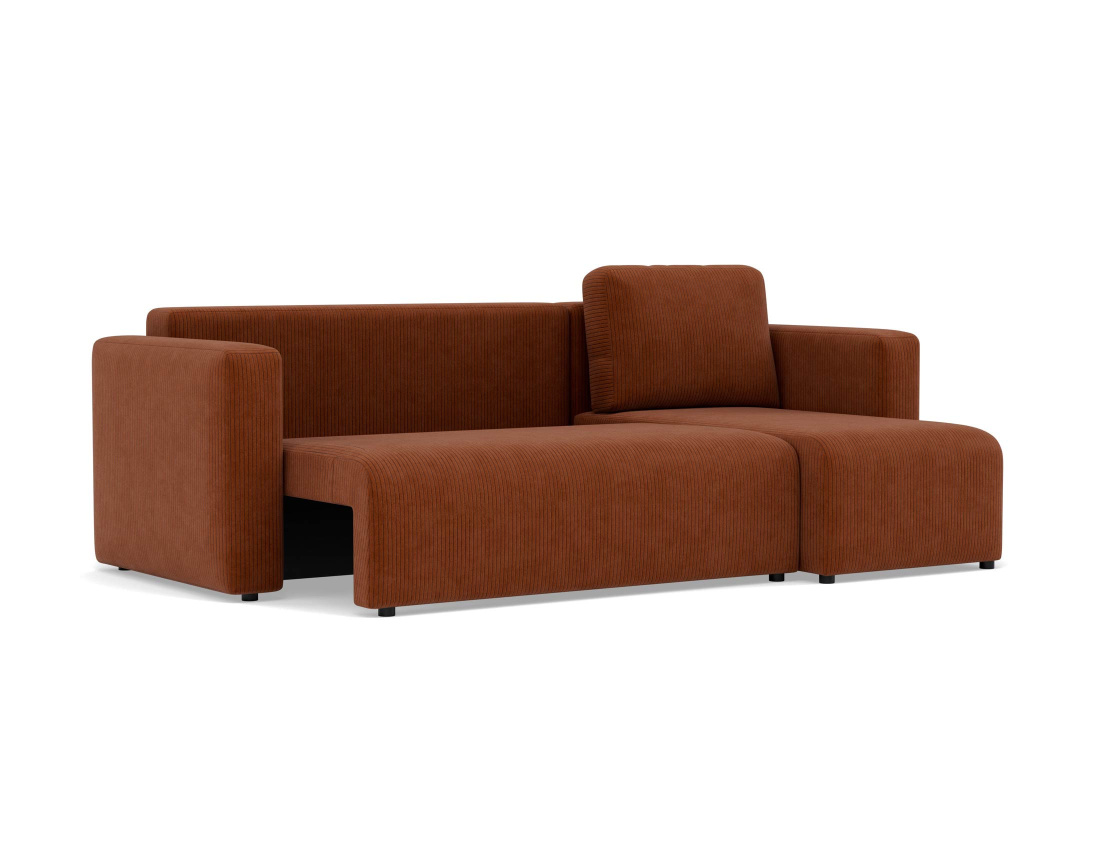 Canapé d'angle réversible 4 places convertible avec coffre en velours côtelé Canopy
