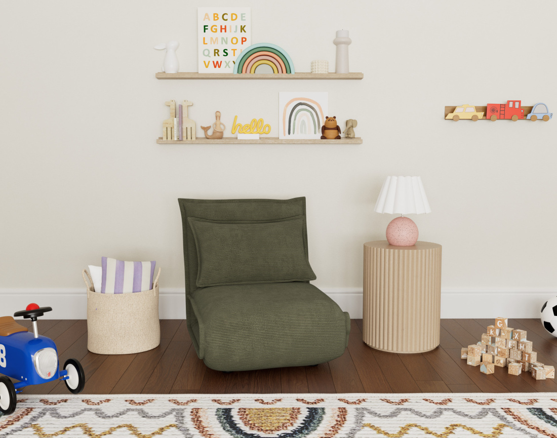 Banquette 1 place convertible clic-clac en velours côtelé Candice