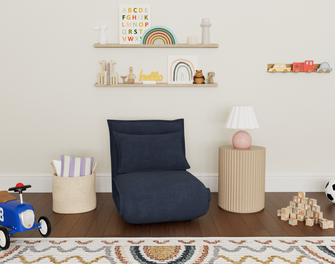 Banquette 1 place convertible clic-clac en velours côtelé Candice