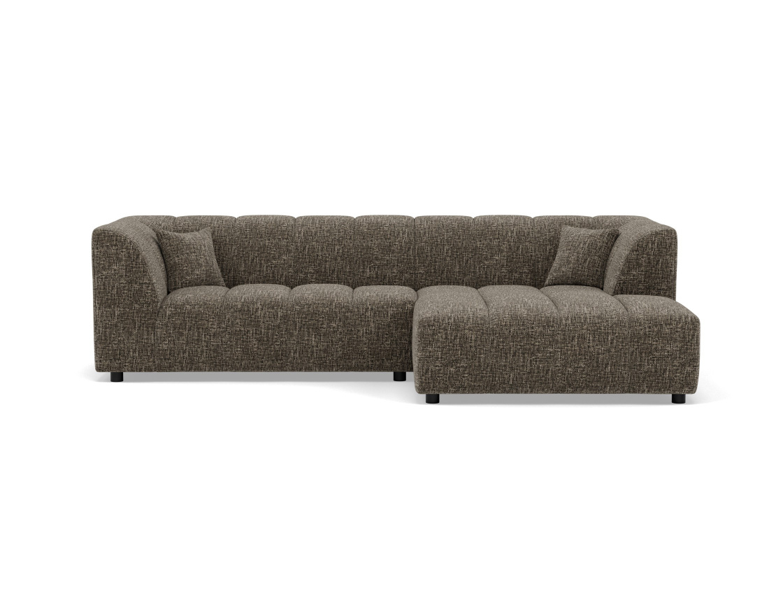 Canapé d'angle droit 4 places avec accoudoir en tissu texturé Curtis
