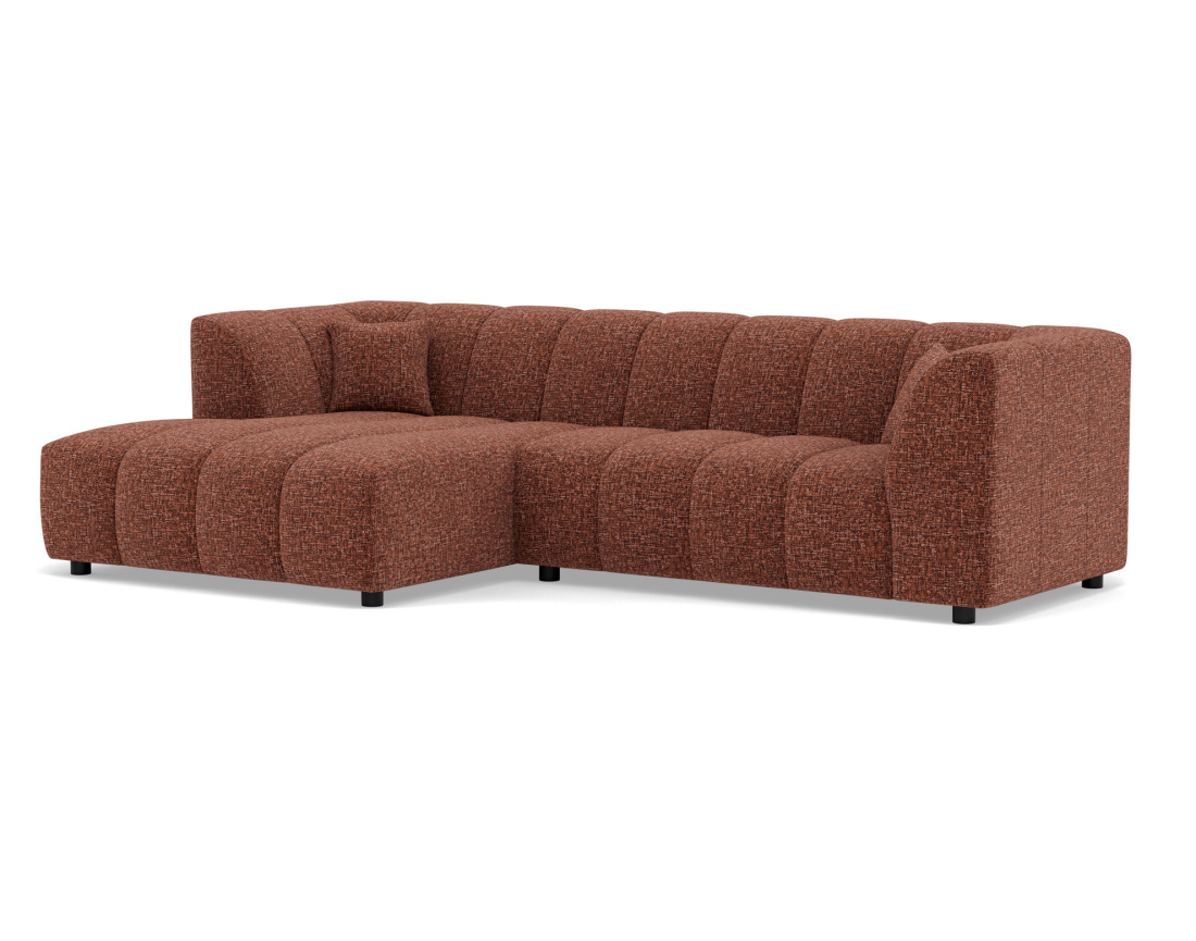 Canapé d'angle gauche 4 places avec accoudoir en tissu texturé Curtis