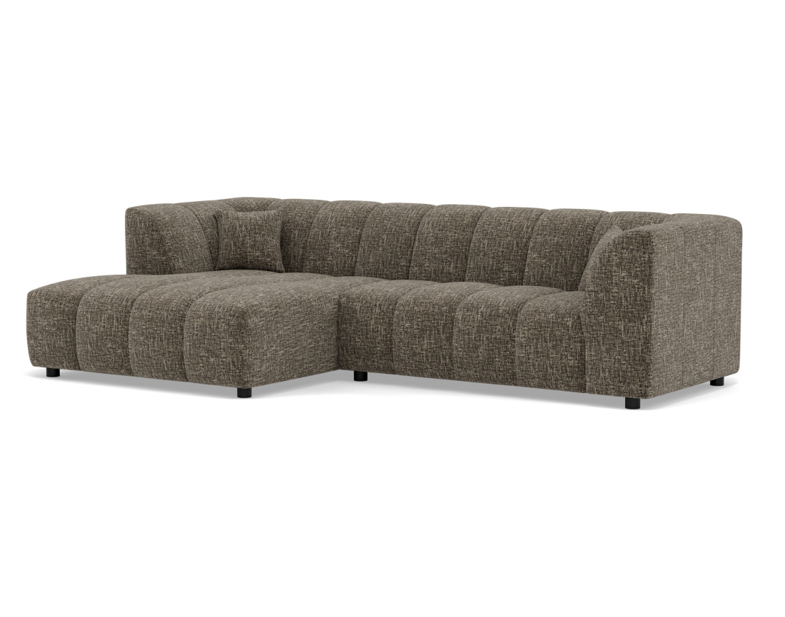 Canapé d'angle gauche 4 places avec accoudoir en tissu texturé Curtis