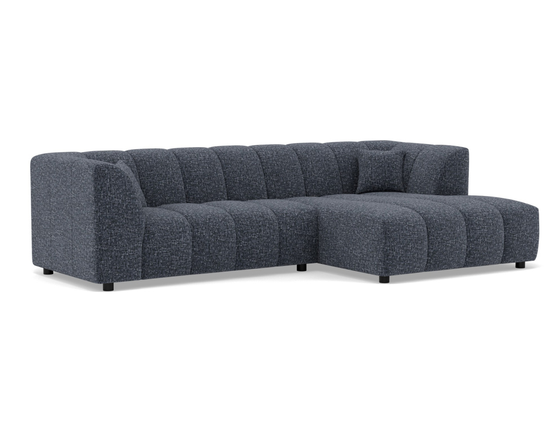 Canapé d'angle droit 4 places avec accoudoir en tissu texturé Curtis