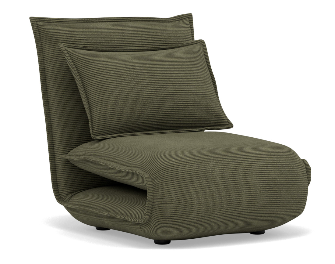 Banquette 1 place convertible clic-clac en velours côtelé Candice